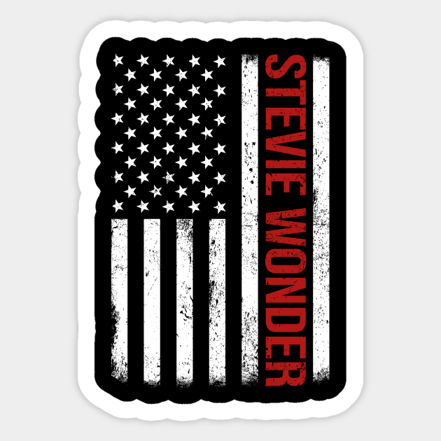 Graphic Stevie Wonder Proud Name US American Flag Birthday Gift Sticker by Intercrossed Animal 